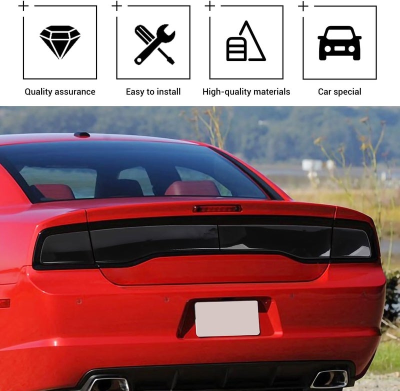 Hoolcar Tail Light Lamp Cover Guard Trim Bezel Frame Decor Exterior Accessories Compatible with 2011-2014 Dodge Charger, Smoked Black - Image 3